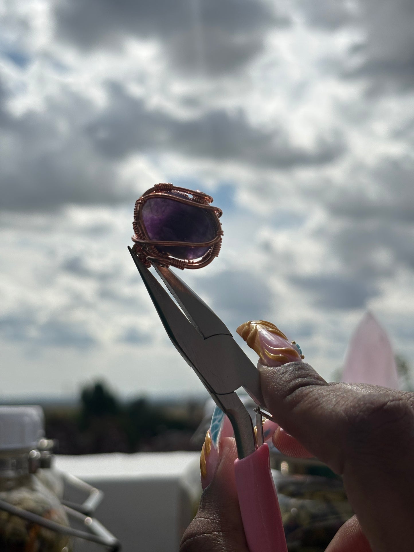 Amethyst - Wire Wrapped - Willow ring