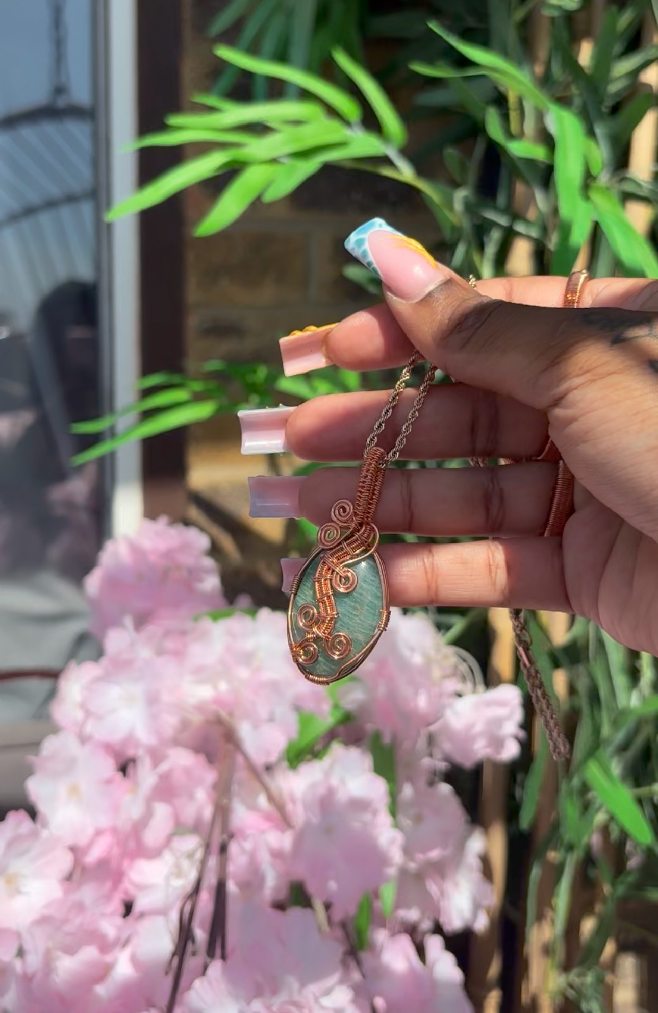 Amazonite - Wire Wrapped - Garden Snake Pendant