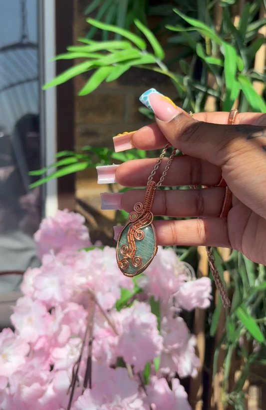 Amazonite - Wire Wrapped - Garden Snake Pendant