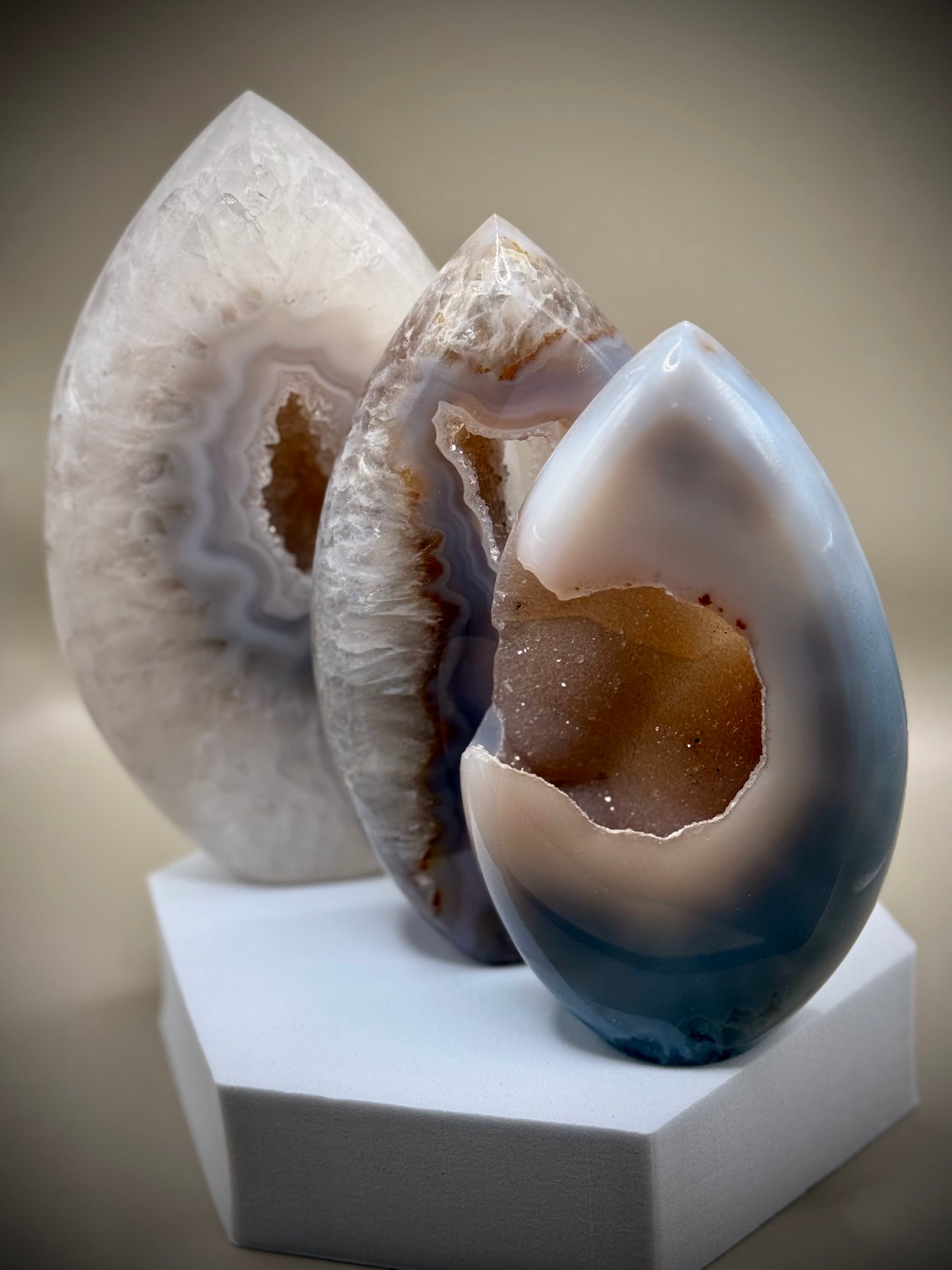Natural Agate Freeforms with Druzy